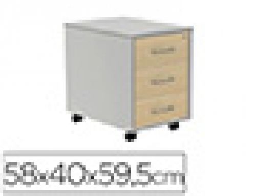 Armario rocada com tres gavetas serie store 58x40x59,5 cm acabamento ab01 aluminio/faia , Rocada , 150634 , 8427951070173